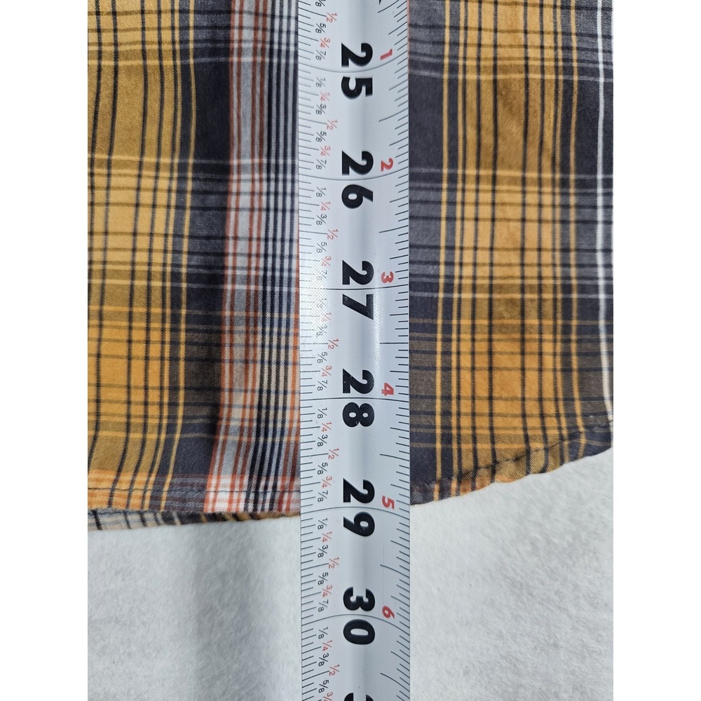 Levi's Men's Orange Plaid Casual Pearl Snap Shirt M Short Sleeve Western - Picture 7 of 8